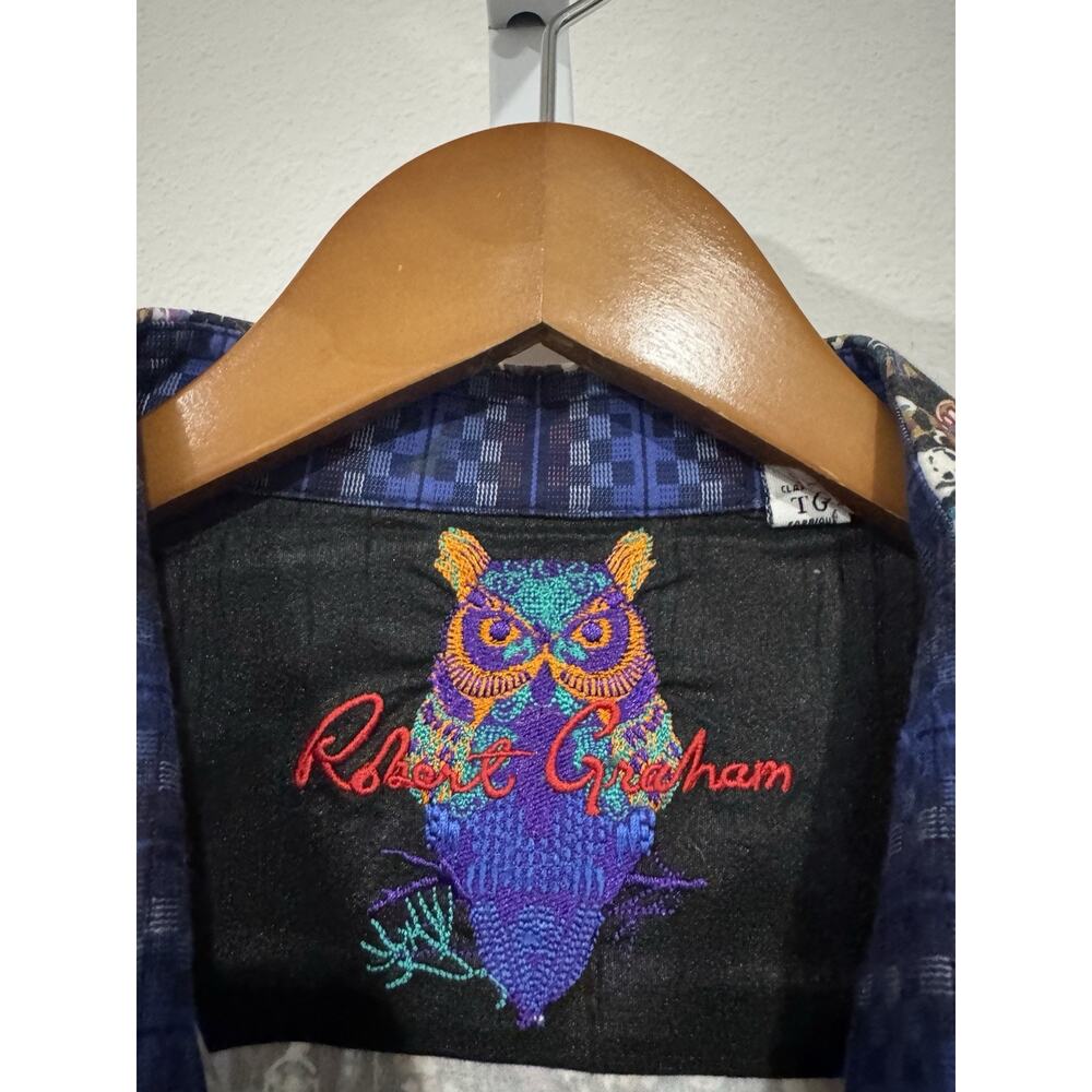 Robert Graham mens shirt embroidered Webb Pattern Geometric EUC Sz XL Classic - Picture 6 of 15